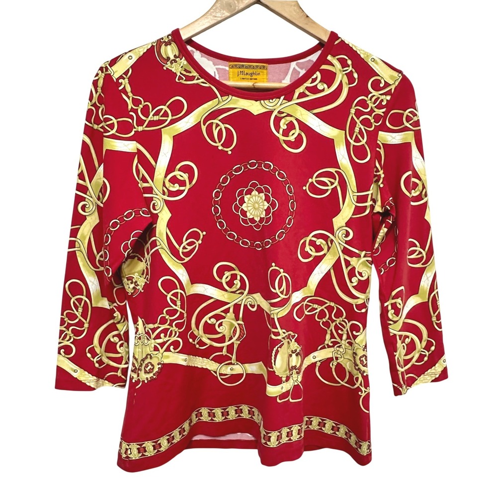 J.McLaughlin Equestrian Chain Print Limited Edition Top Women L Catalina Cloth